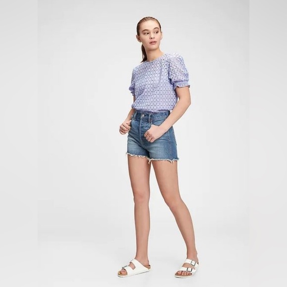 Lilac Puff Sleeve Eyelet Top | Gap | Size XXL - Picture 2 of 7